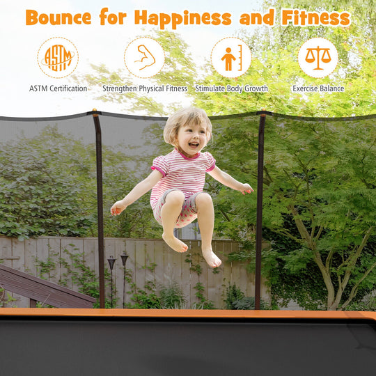 8 x 14 Feet Rectangular Recreational Trampoline with Safety Enclosure Net and Ladder