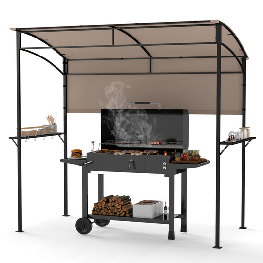BBQ Grill Canopy 7.8 x 4.4 FT with Shelves and Sidewall