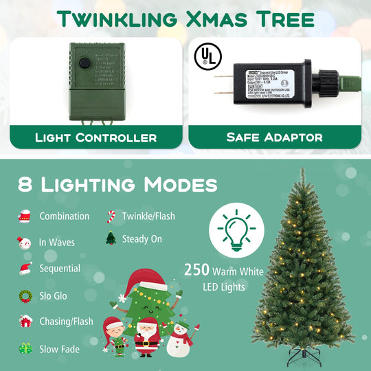 Pre-Lit Artificial Christmas Tree with LED Lights