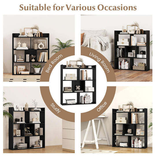 7 Cubes Open-back Bookshelf with Anti-Toppling Devices