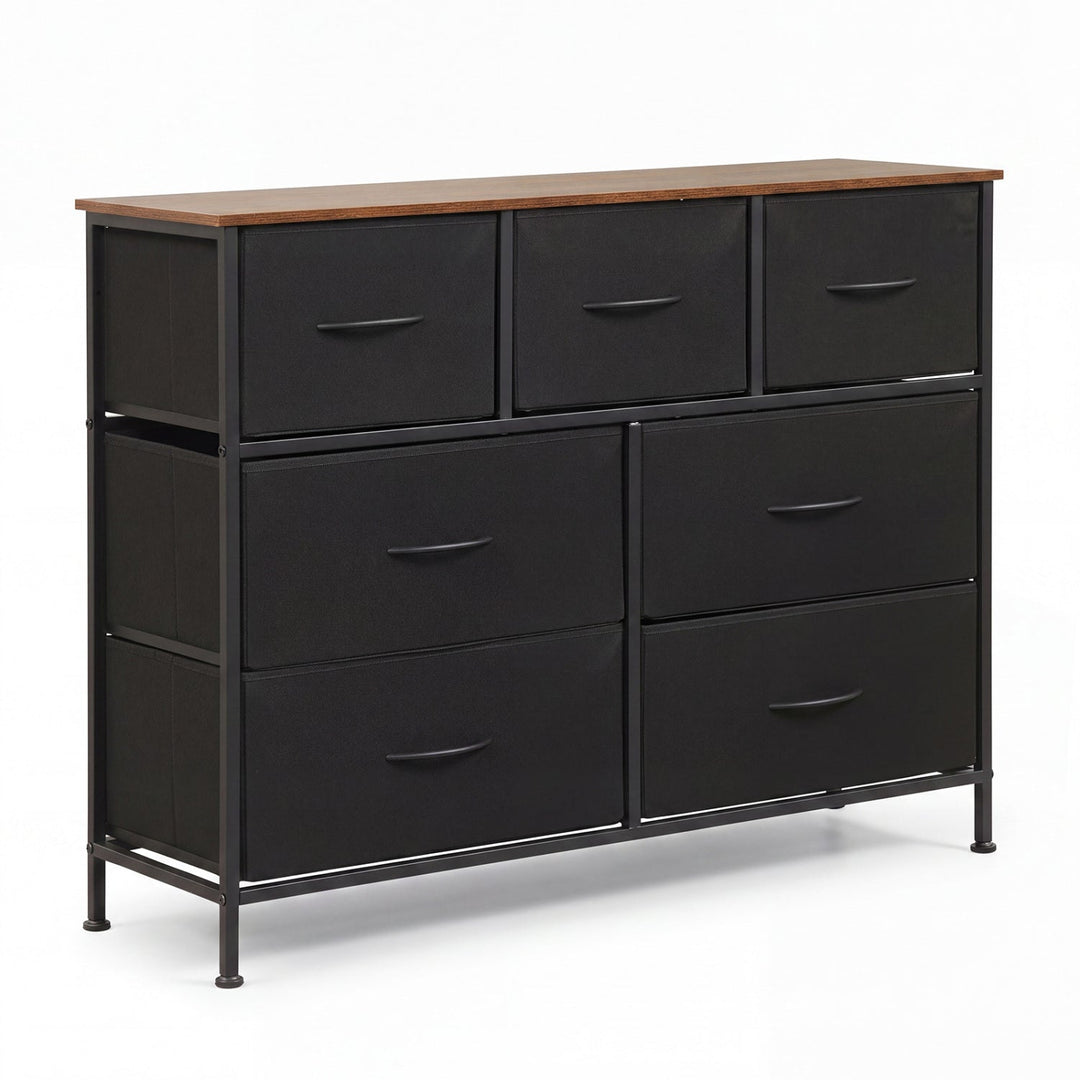 7-Drawer Wide Dresser with Fabric Drawers for Bedroom