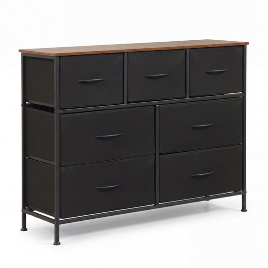7-Drawer Wide Dresser with Fabric Drawers for Bedroom