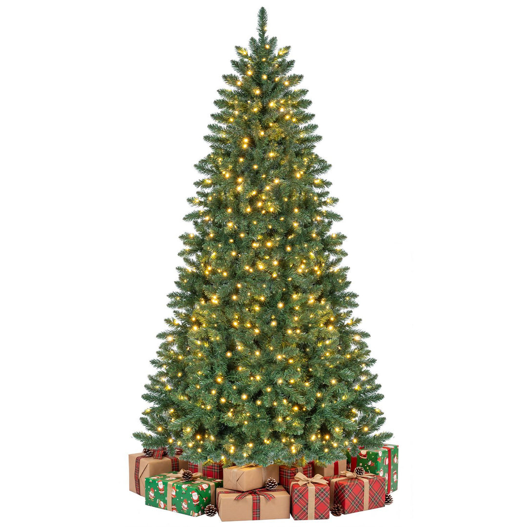 7 FT Artificial Half Christmas Tree Hinged Pre-Lit Xmas Tree