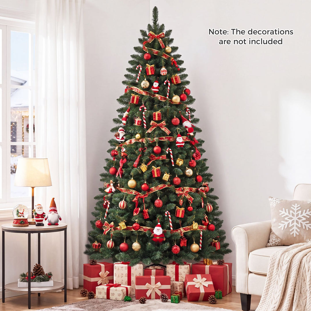 7 FT Artificial Half Christmas Tree Hinged Pre-Lit Xmas Tree