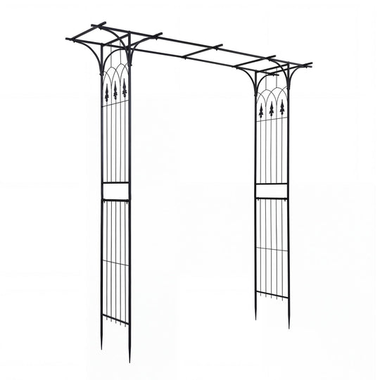 7 FT Garden Arch Arbor with Flat Top Design for Climbing Plants