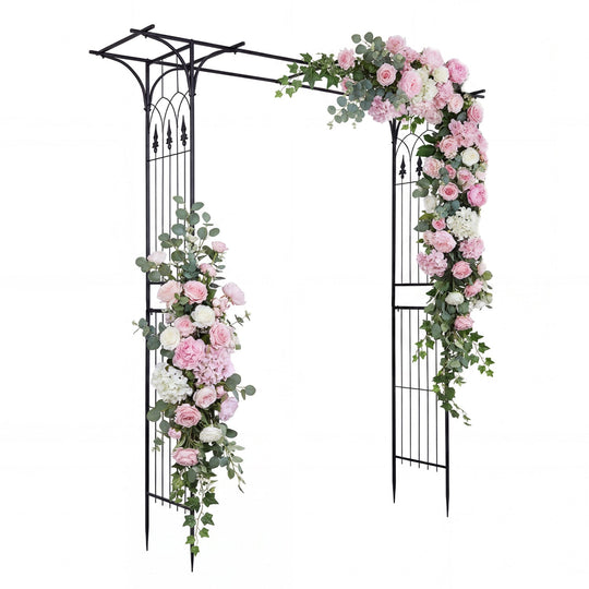 7 FT Garden Arch Arbor with Flat Top Design for Climbing Plants