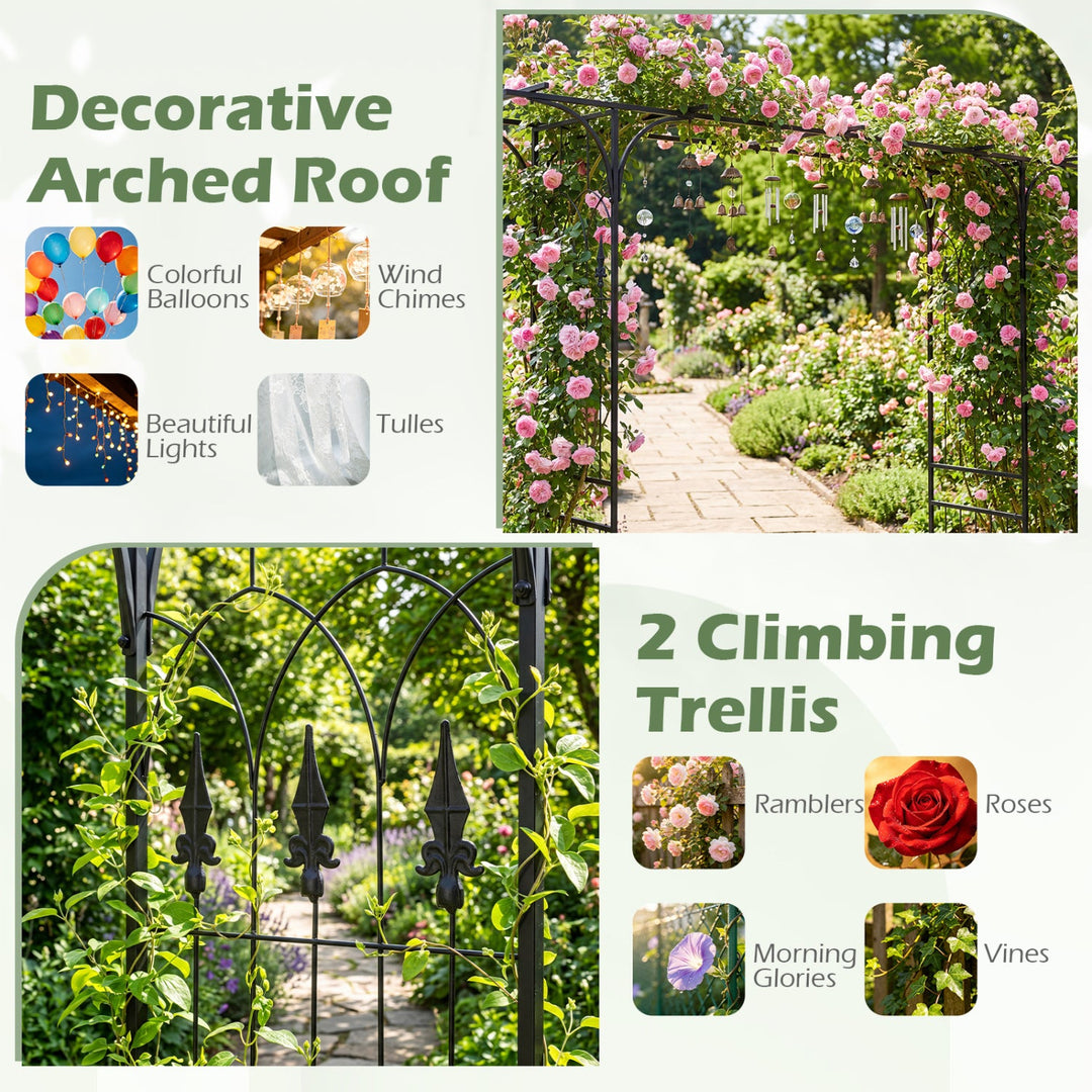 7 FT Garden Arch Arbor with Flat Top Design for Climbing Plants