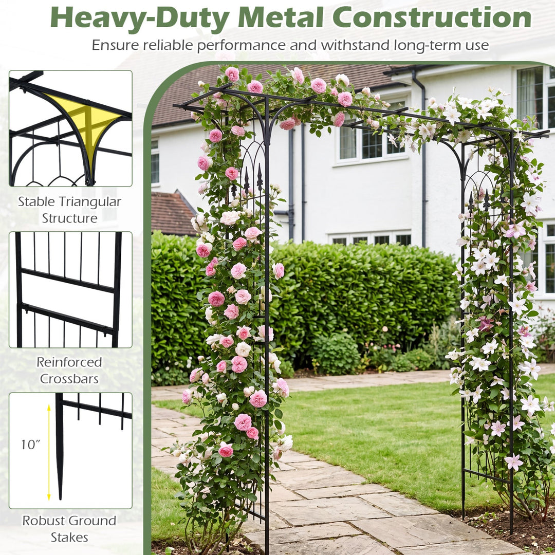 7 FT Garden Arch Arbor with Flat Top Design for Climbing Plants