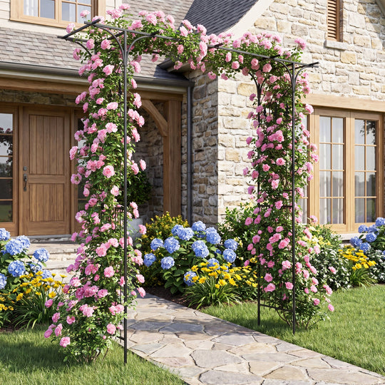 7 FT Garden Arch Arbor with Flat Top Design for Climbing Plants