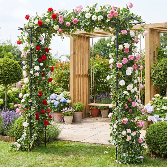 7 FT Garden Arch Arbor with Flat Top Design for Climbing Plants
