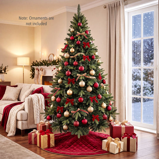 8 FT Artificial Christmas Tree with 1450 Full Branch Tips and Folding Metal Stand