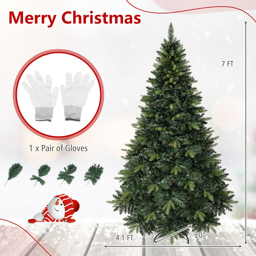 8 FT Artificial Christmas Tree with 1450 Full Branch Tips and Folding Metal Stand
