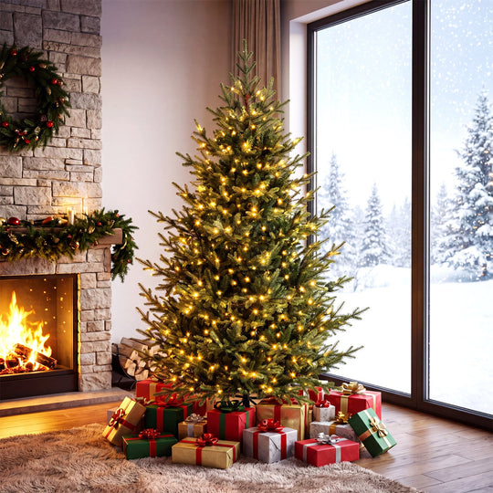 6 FT Pre-Lit Artificial Christmas Tree with 240 LED Lights