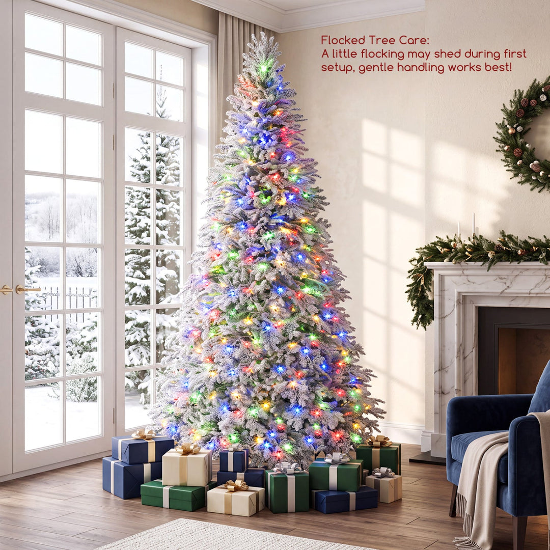 6 FT Pre-Lit Flocked Christmas Tree with LED Lights