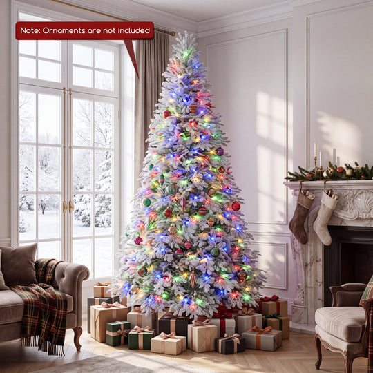 6 FT Pre-Lit Flocked Christmas Tree with LED Lights