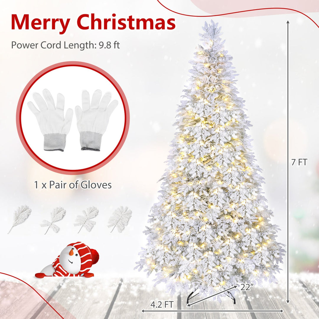 6 FT Pre-Lit Flocked Christmas Tree with LED Lights