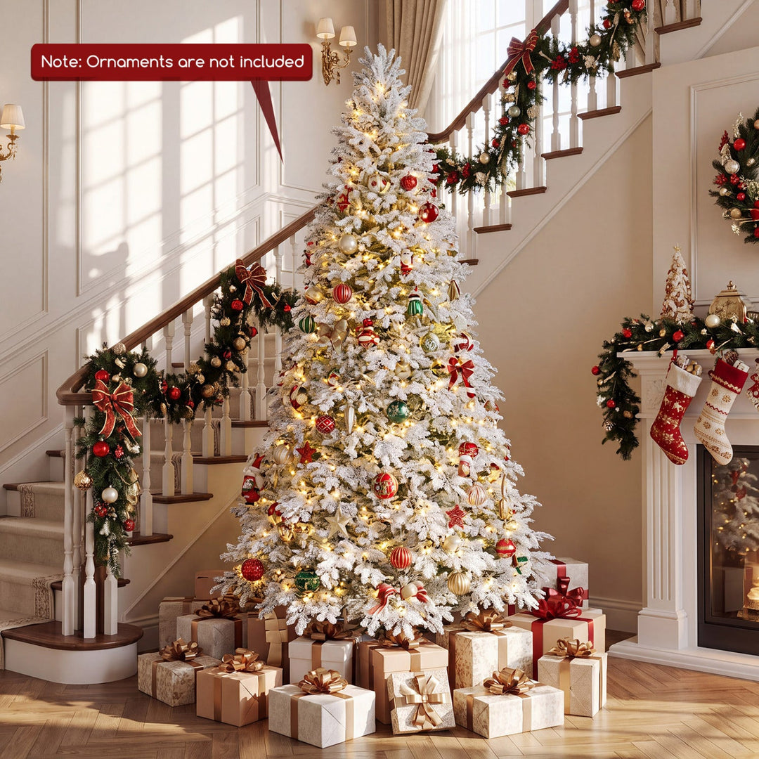6 FT Pre-Lit Flocked Christmas Tree with LED Lights