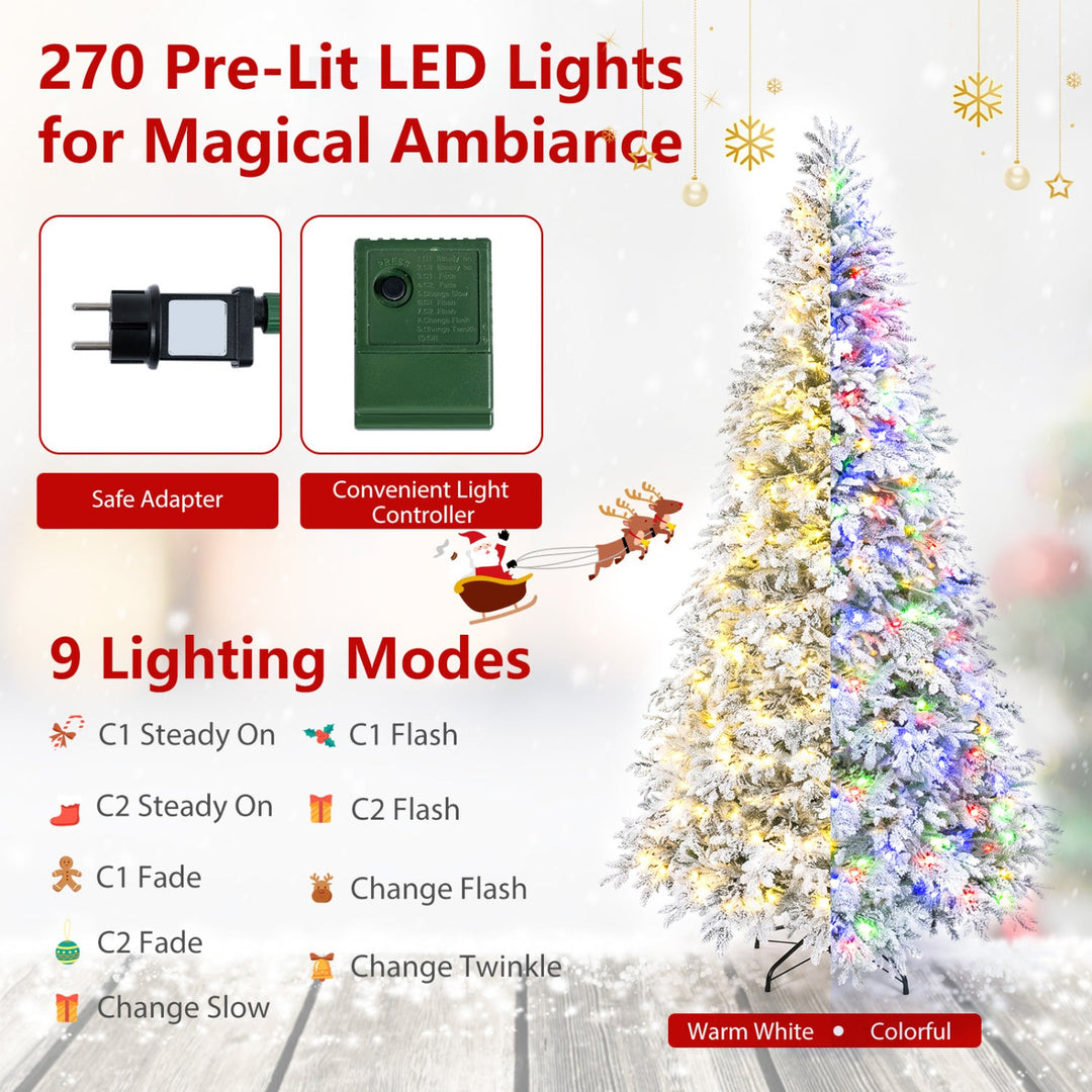 6 FT Pre-Lit Flocked Christmas Tree with LED Lights