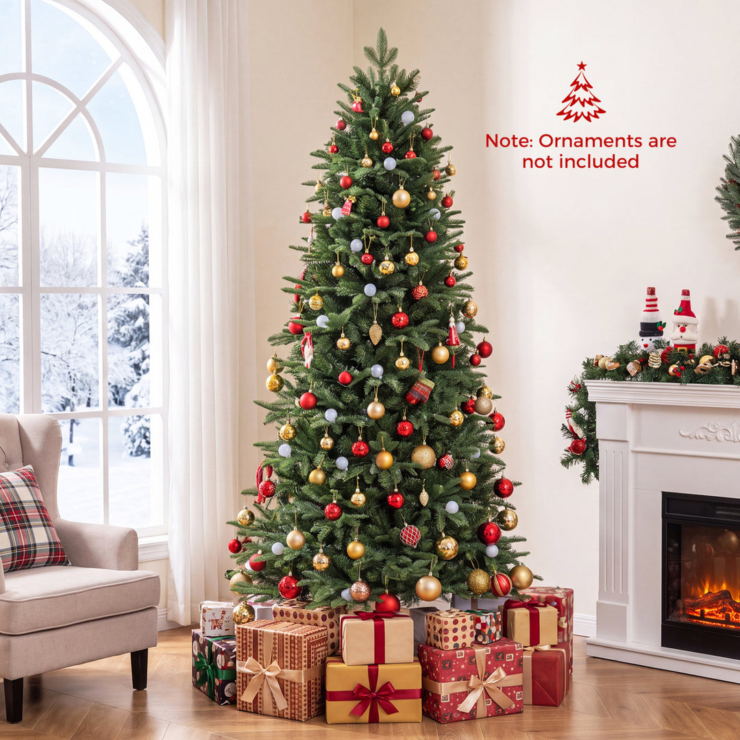 8 FT Pre-Lit Artificial Christmas Tree with Globe LED Lights