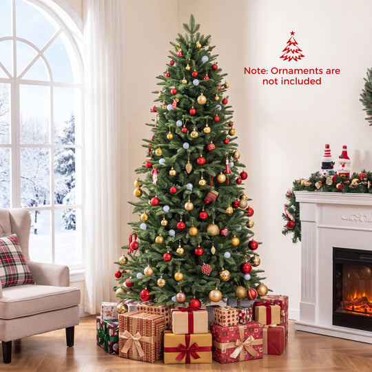 8 FT Pre-Lit Artificial Christmas Tree with Globe LED Lights
