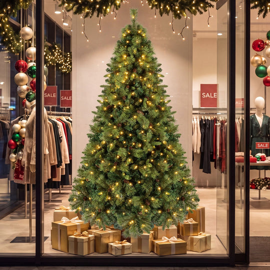 8 FT Pre-Lit Artificial Christmas Tree with 310/400/515 Warm White LED Lights and 8