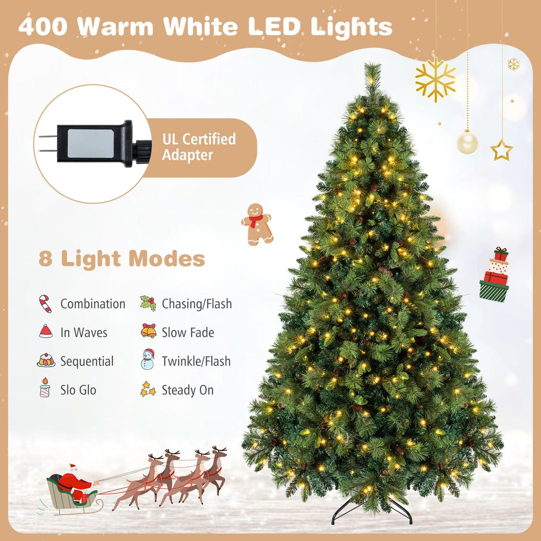 8 FT Pre-Lit Artificial Christmas Tree with 310/400/515 Warm White LED Lights and 8