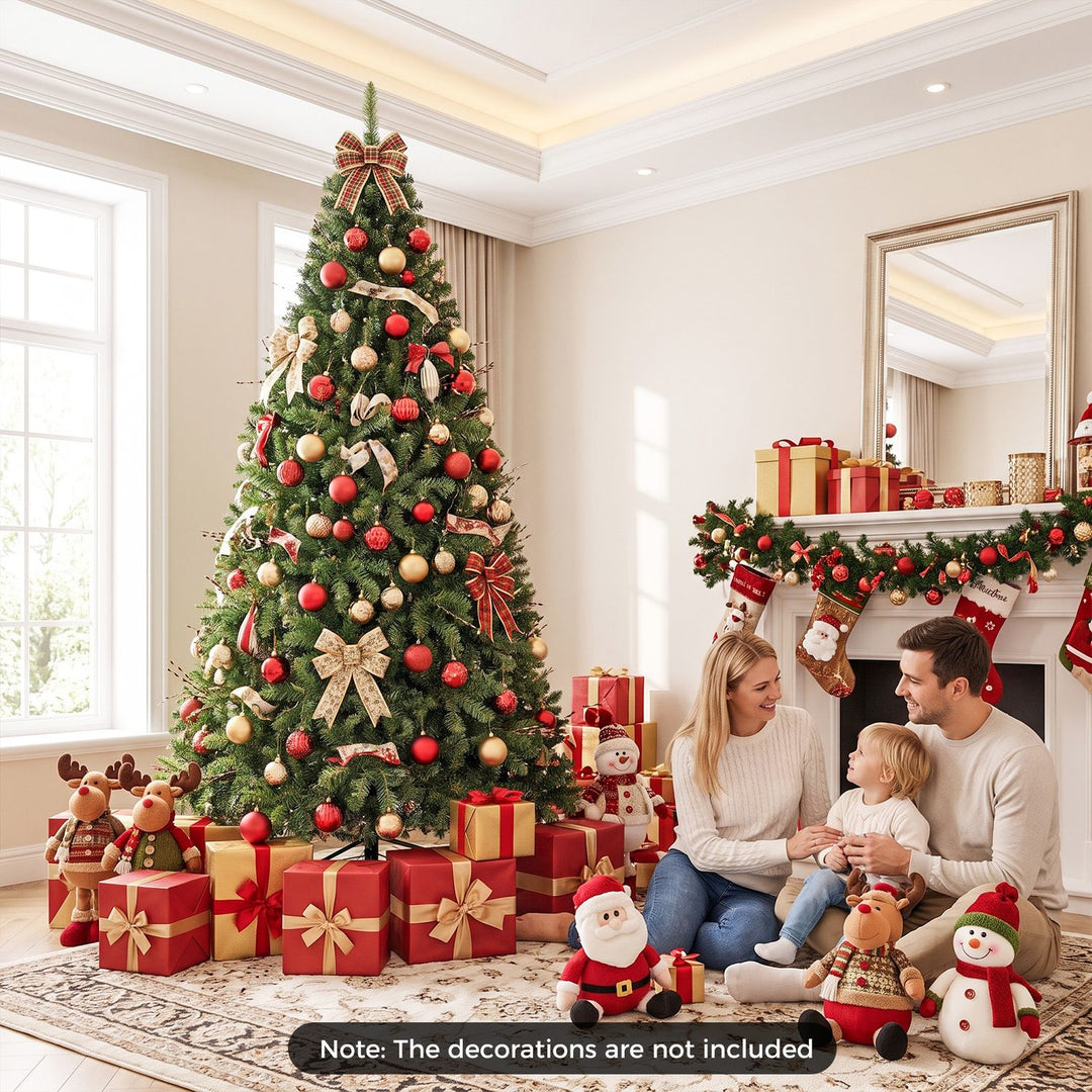 7 FT Pre-Lit Artificial Christmas Tree wIth 350 Adjustable Warm LED Lights