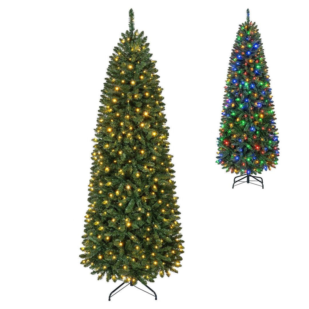 6 Feet Pre-Lit Artificial Christmas Tree with 300/250/170/380 Warm White and Multi-color LED