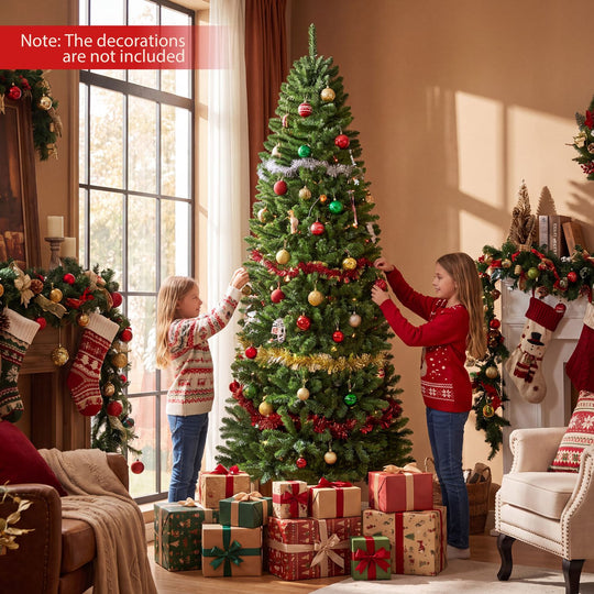6 Feet Pre-Lit Artificial Christmas Tree with 300/250/170/380 Warm White and Multi-color LED