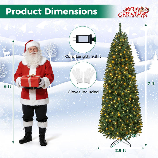 6 Feet Pre-Lit Artificial Christmas Tree with 300/250/170/380 Warm White and Multi-color LED