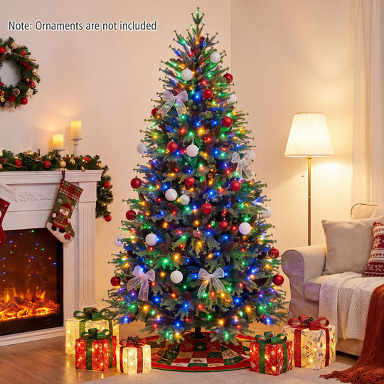 6FT Pre-Lit Artificial Christmas Tree with Warm White and Multicolor LED Lights