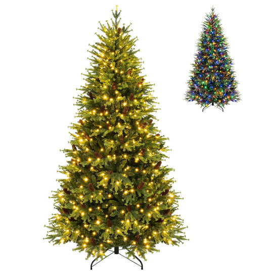 6FT Pre-Lit Artificial Christmas Tree with Warm White and Multicolor LED Lights