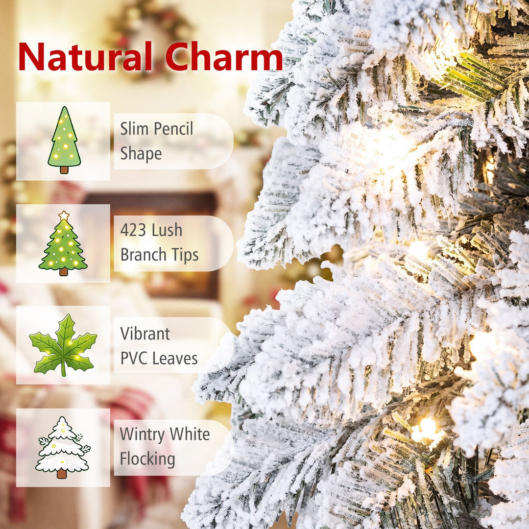 5 FT Pre-Lit Artificial Christmas Tree with Bendable Top and 110 Warm White LED Lights
