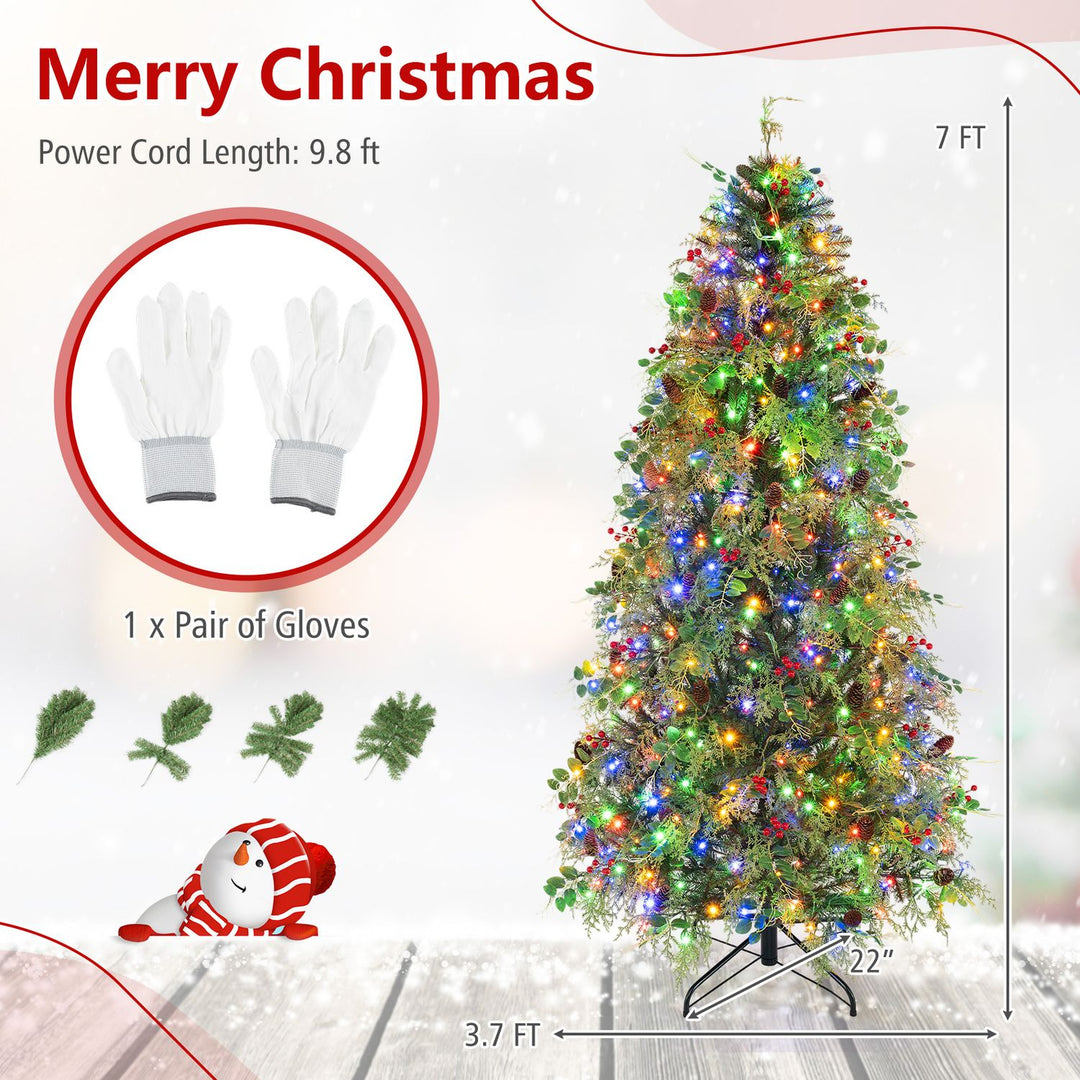 6 FT Pre-Lit Artificial Christmas Tree with Warm White and Multicolor LED Lights for Indoor
