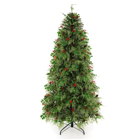 6 FT Pre-Lit Artificial Christmas Tree with Warm White and Multicolor LED Lights for Indoor