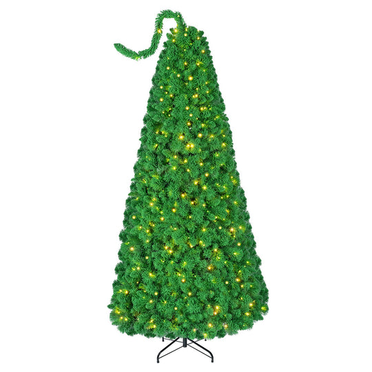 6 FT Pre-Lit Artificial Christmas Tree with Green Snow Flocking