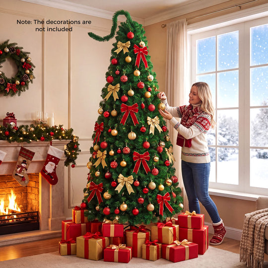 6 FT Pre-Lit Artificial Christmas Tree with Green Snow Flocking