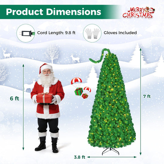 6 FT Pre-Lit Artificial Christmas Tree with Green Snow Flocking