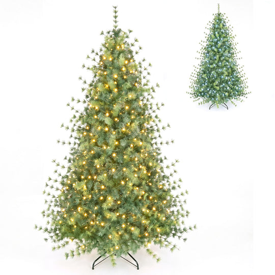 7 FT Pre-Lit Artificial Christmas Tree with 400 Warm and Cool White LED Lights