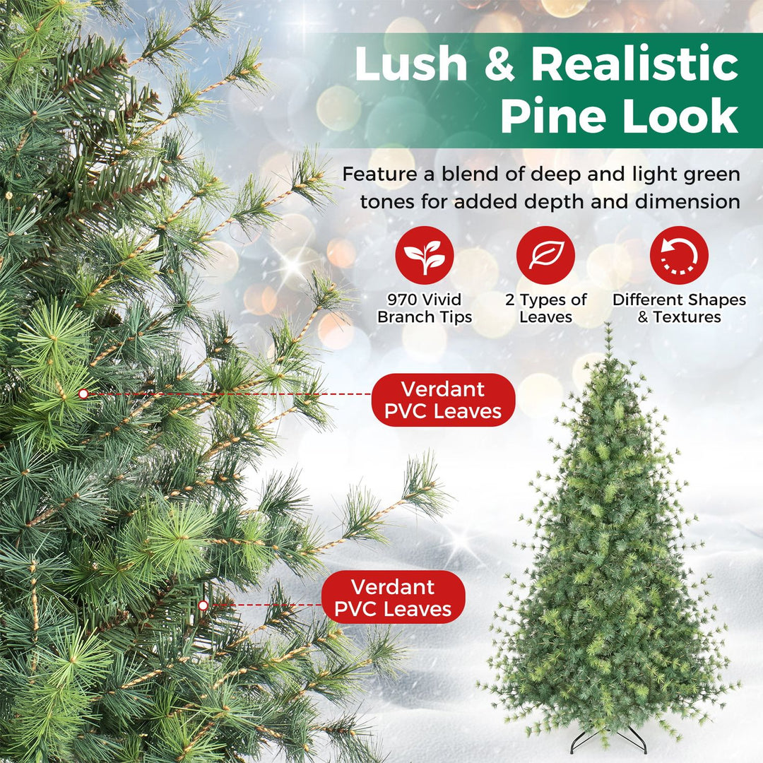 7 FT Pre-Lit Artificial Christmas Tree with 400 Warm and Cool White LED Lights