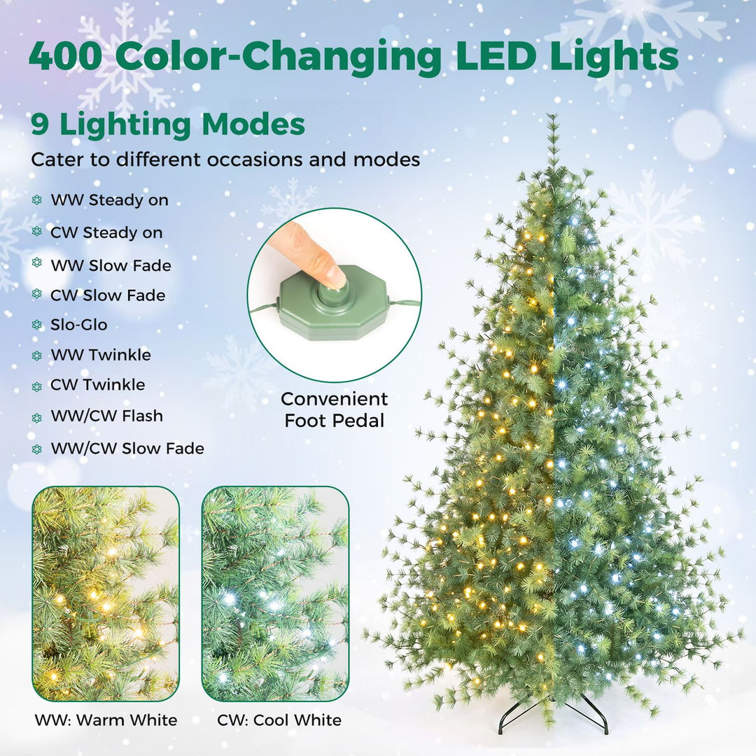 7 FT Pre-Lit Artificial Christmas Tree with 400 Warm and Cool White LED Lights