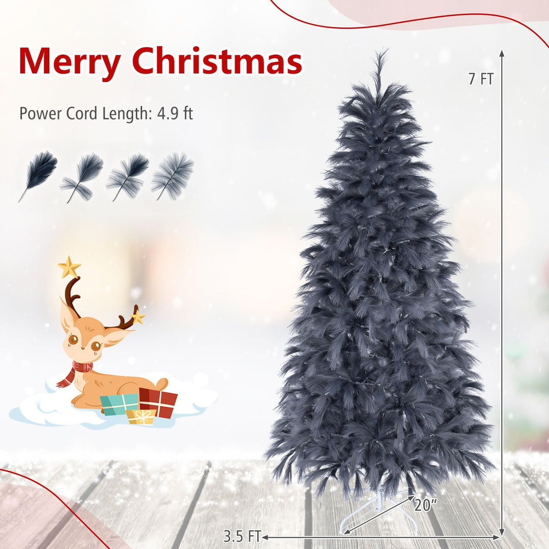 6 FT Pre-Lit Christmas Tree with Feather-Inspired Branch Tips