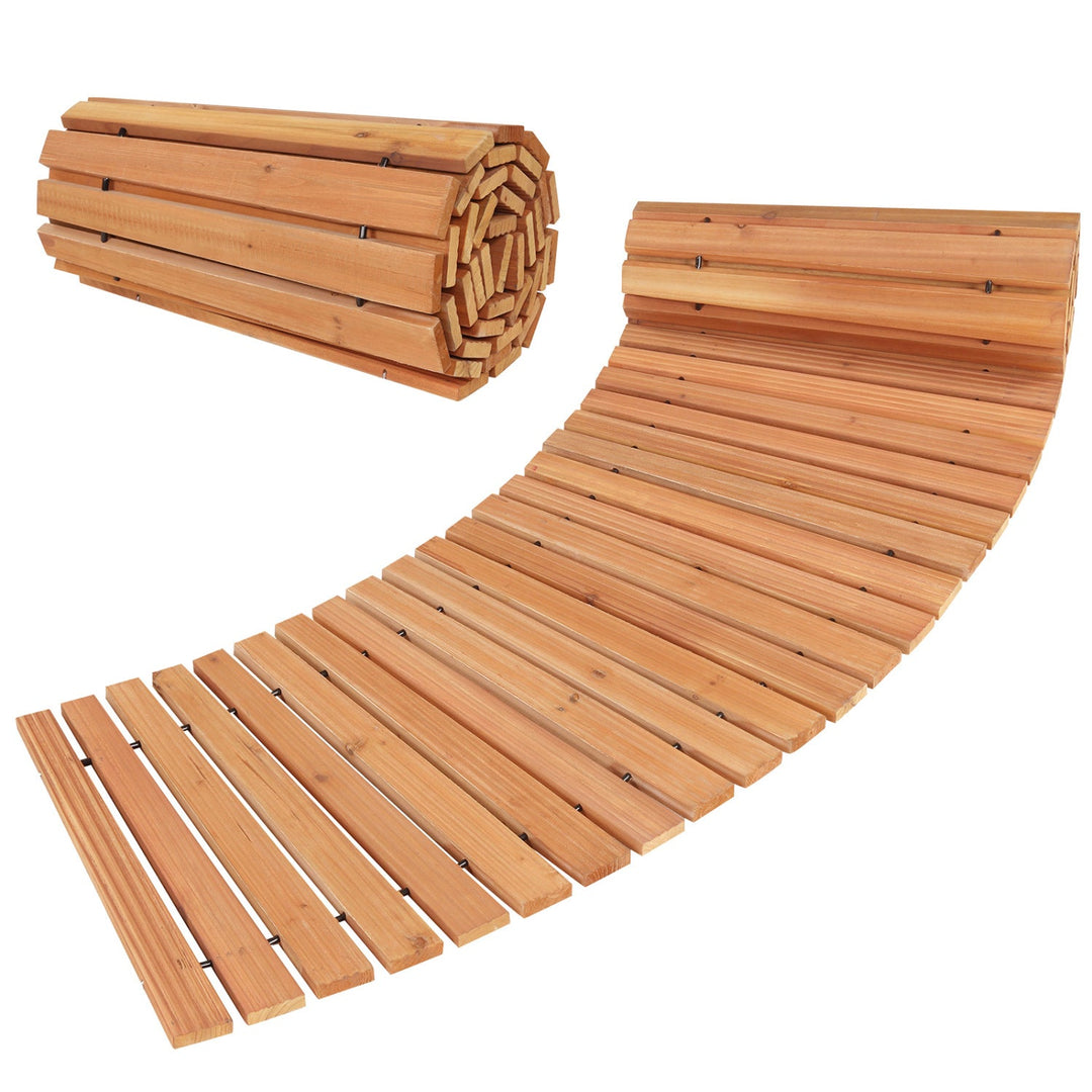 7 FT Wooden Garden Pathway with Anti-slip Surface for Gardens Patios