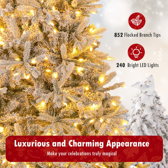 7 Feet Half Artificial Christmas Tree with 852 PE & PVC Branch Tips and 9 Modes-M