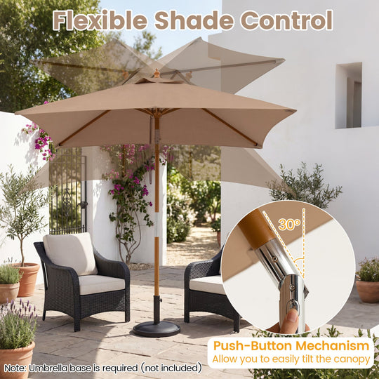 Rectangular Patio Umbrella 7ft with Adjustable Tilt