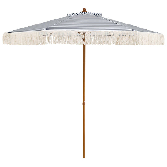 7 Feet Patio Umbrella with Fringe Sun-Protective Beach Umbrella with Boho Tassel
