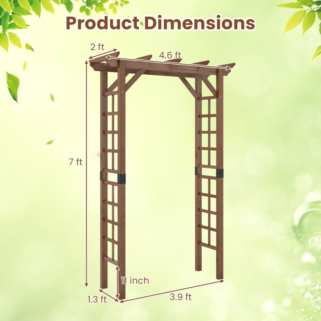 7 Ft Garden Arch Wooden Arbor Outdoor Wood Trellis for Climbing Plants