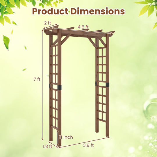 7 Ft Garden Arch Wooden Arbor Outdoor Wood Trellis for Climbing Plants