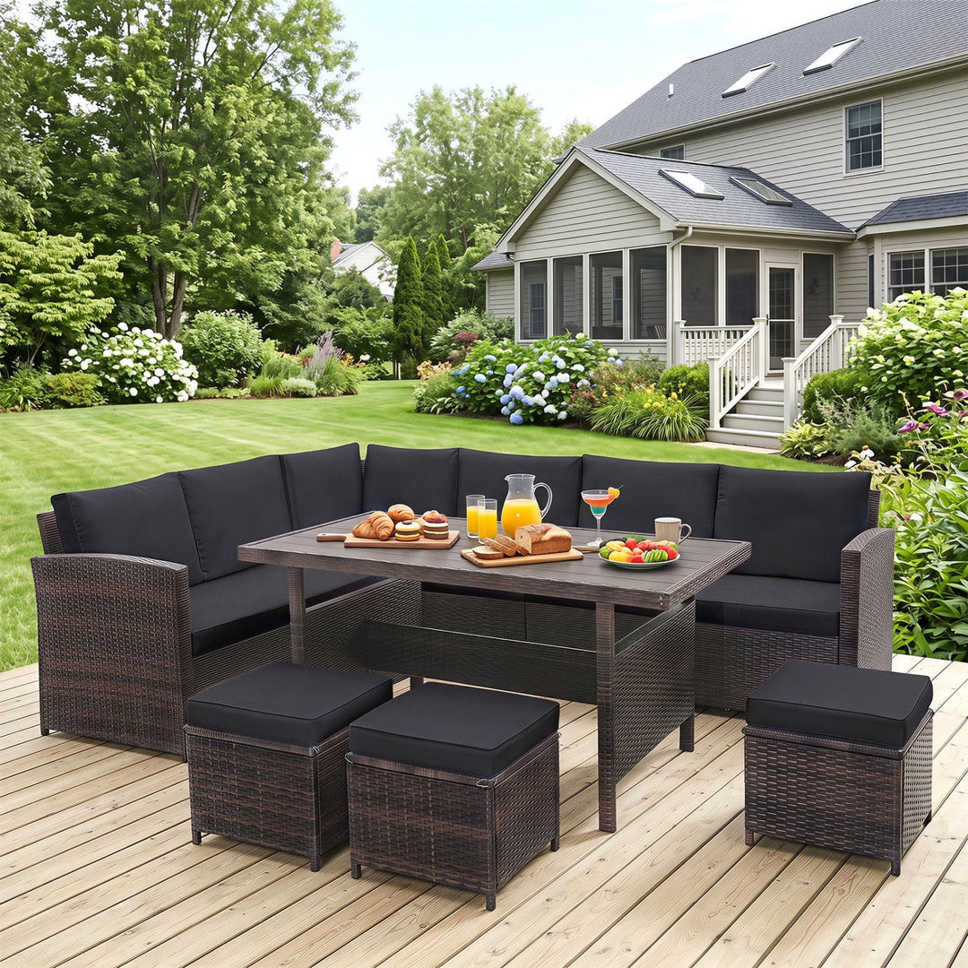 7-Piece Wicker Patio Furniture Set with Cushions