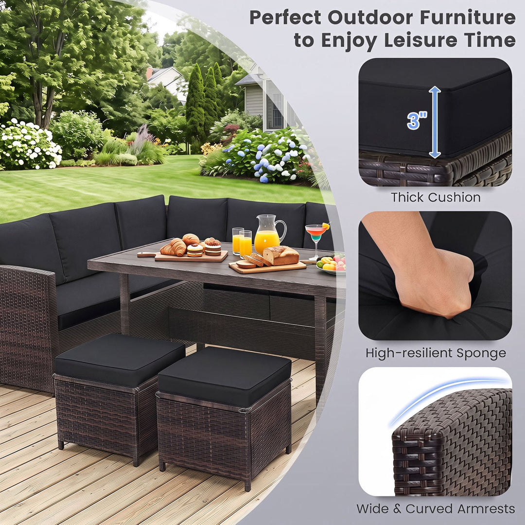 7-Piece Wicker Patio Furniture Set with Cushions